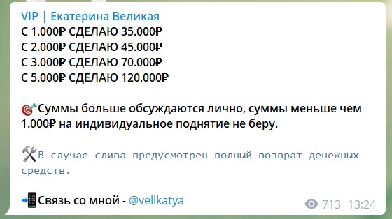 Условия по раскрутке на канале телеграм VIP | Екатерина Сафарова