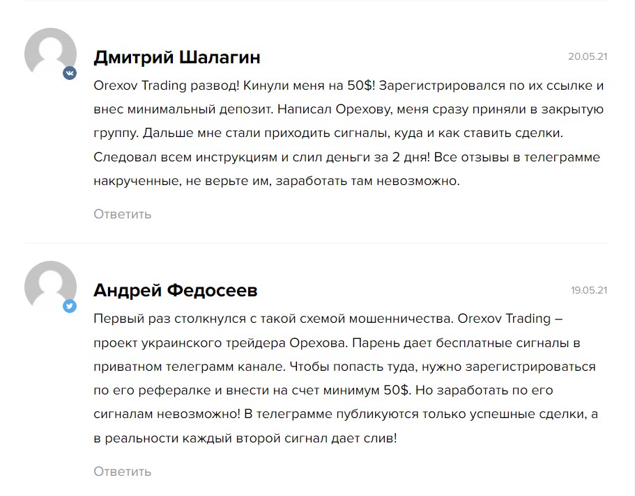 Отзывы о канале Телеграм Orexov Trading
