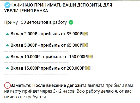 Условия по инвестициям на канале CHERNOV FINANCE