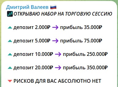 Инвестиции на канале Телеграм Дмитриев Валеев