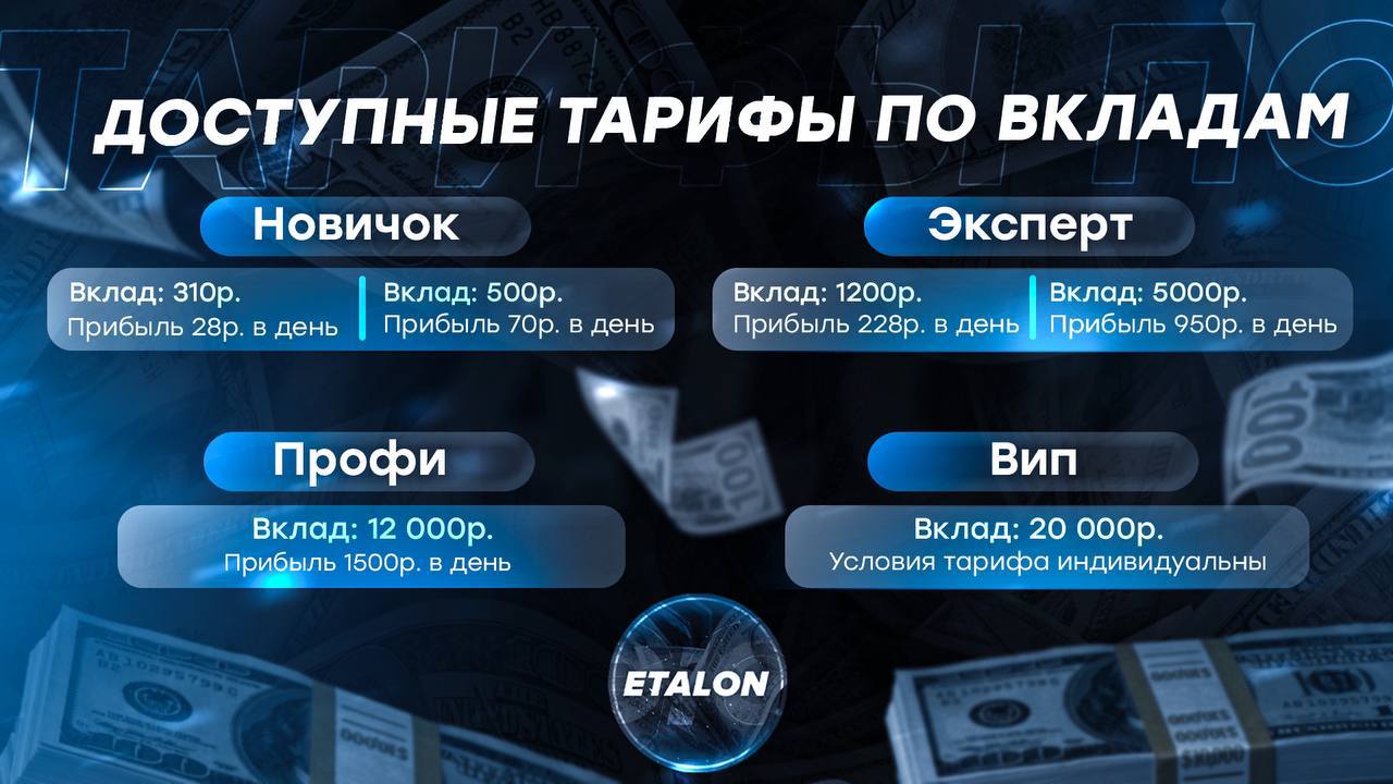 Тарифы по инвестициям на канале Телеграм ETALON