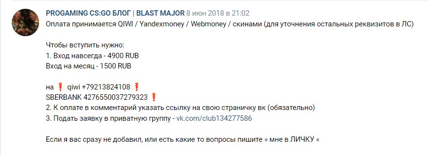 Платная подписка в группе ВКонтакте PROGAMING