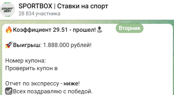 Отчет о выигрыше
