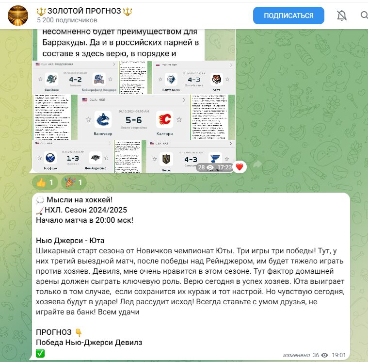 Обзор ТГ-канала Золотой Прогноз