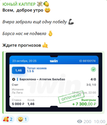 Отчет о выигрыше