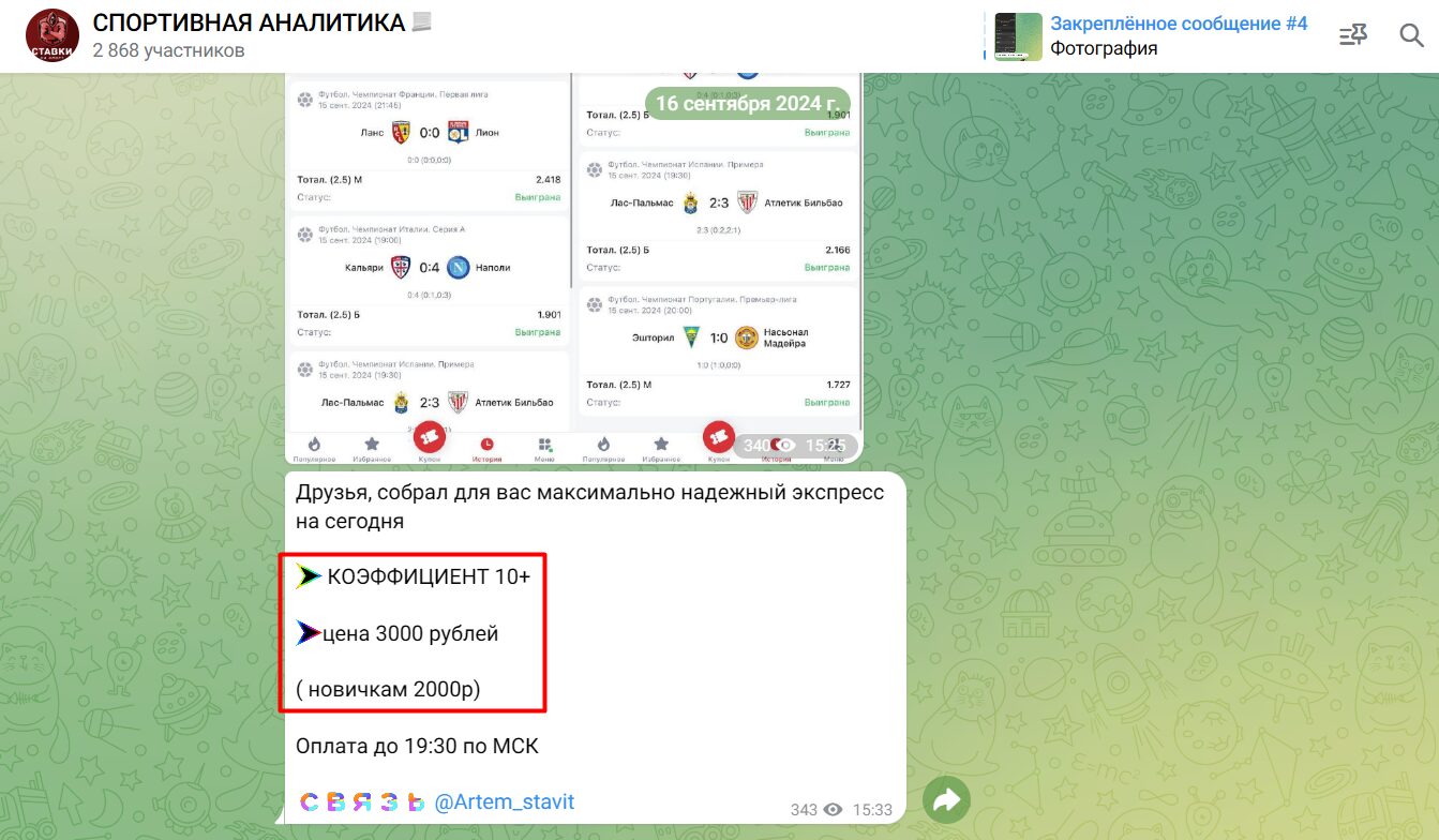 «СПОРТИВНАЯ АНАЛИТИКА» услуги проекта