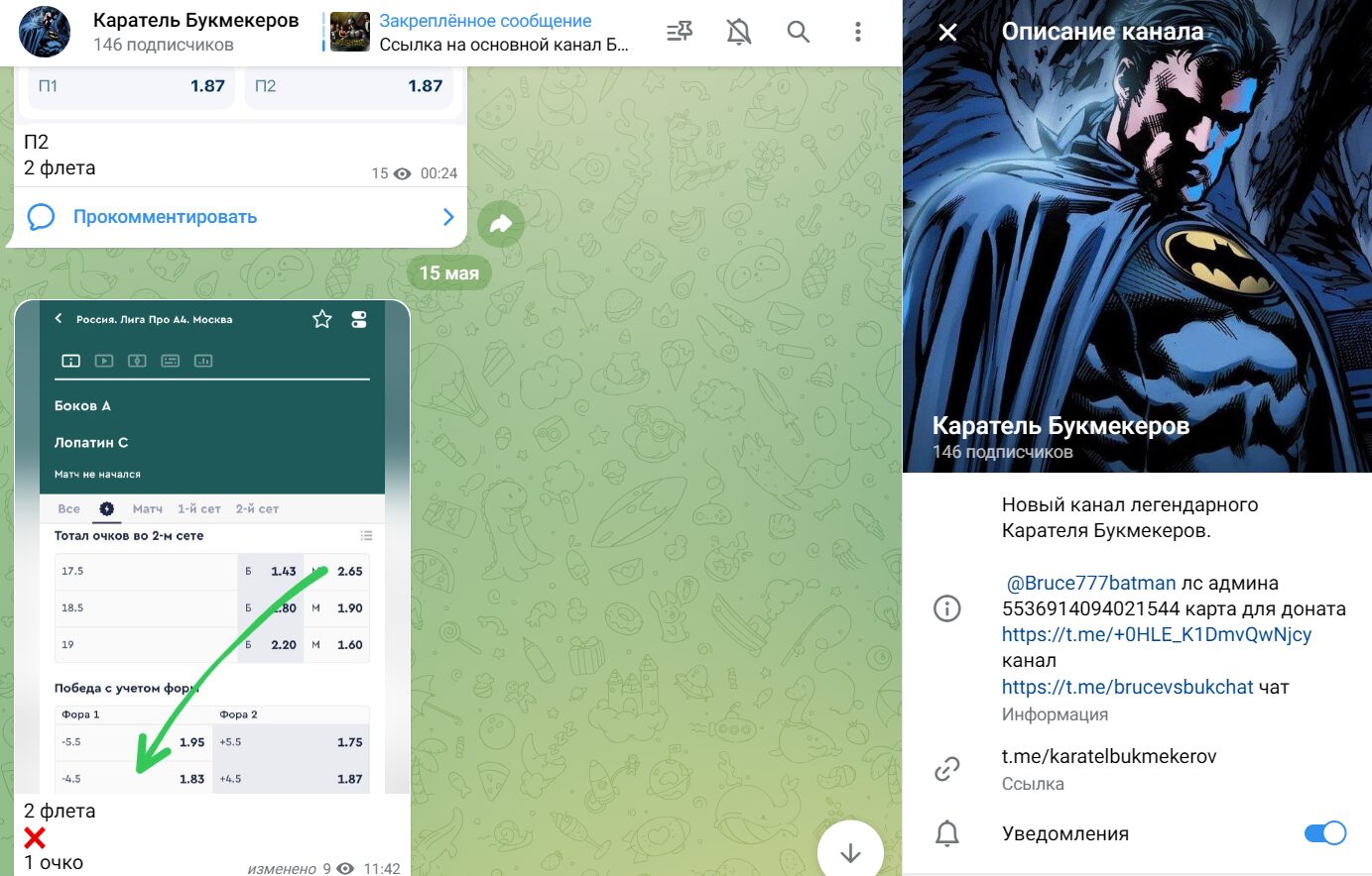 ТГ-канал Каратель Букмекеров