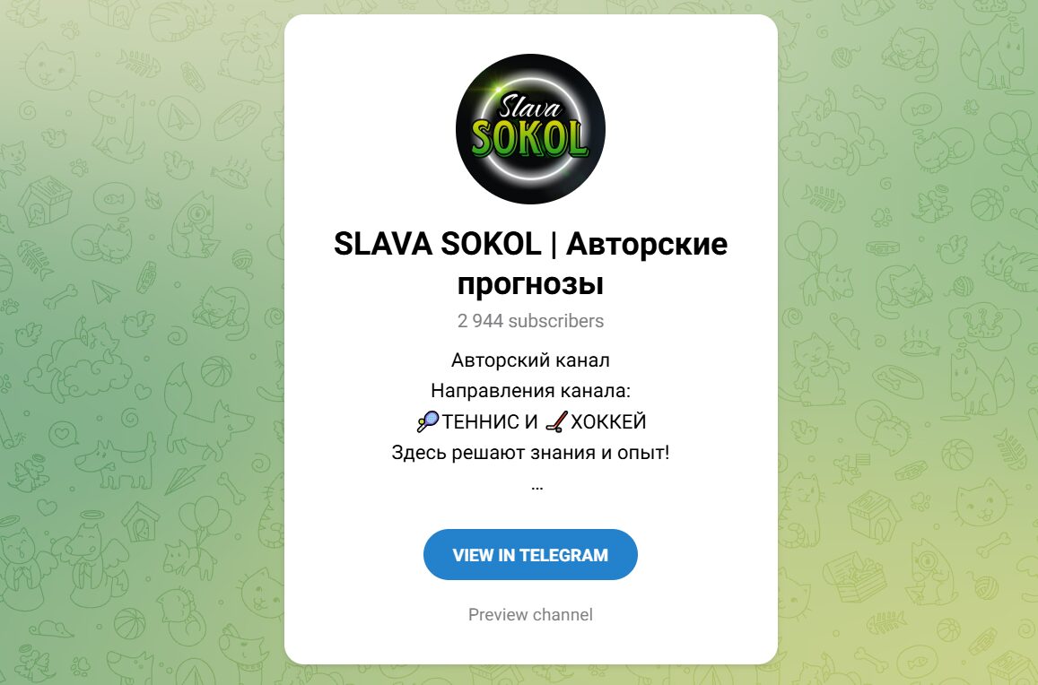 ТГ-канал SLAVA SOKOL Авторские прогнозы