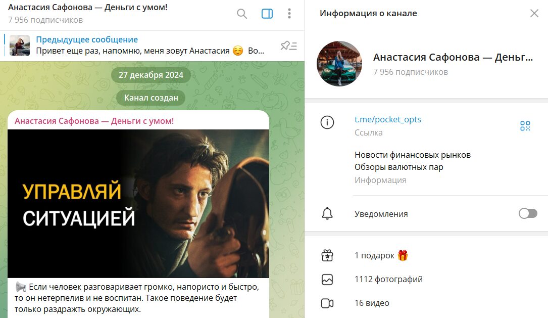 Вводные сведения по каналу ТГ Анастасия Сафонова Деньги с умом