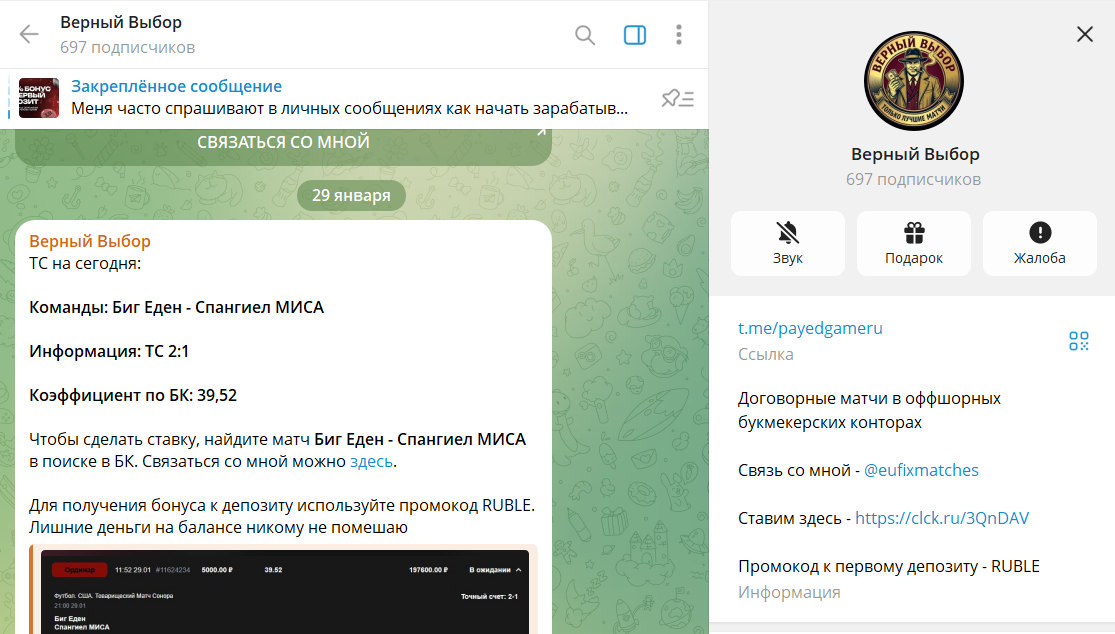 Что известно о телеграмм канале Верный выбор