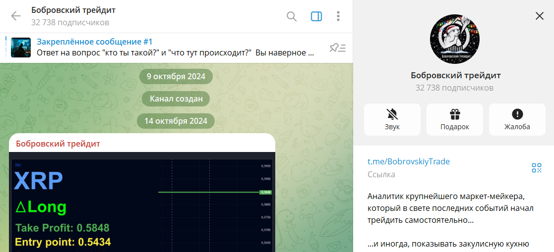 Когда канал в телеграме Бобровский трейдит зарегистрирован
