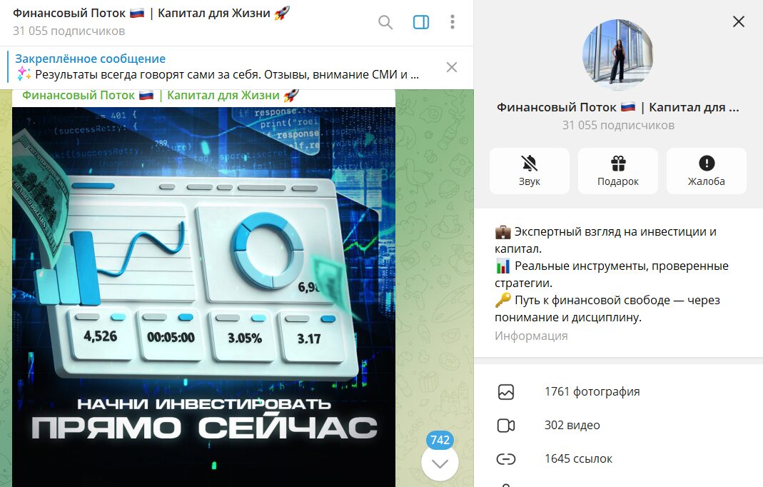 Вводные данные по обзору проекта в телеграме Финансовый поток