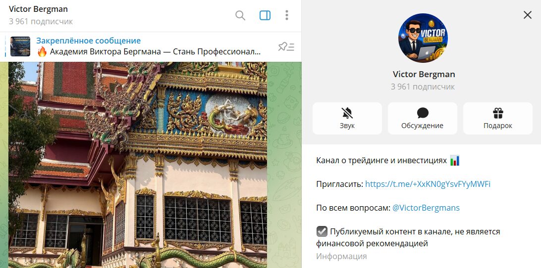 Общие сведения по каналу в телеграмме Victor Bergman