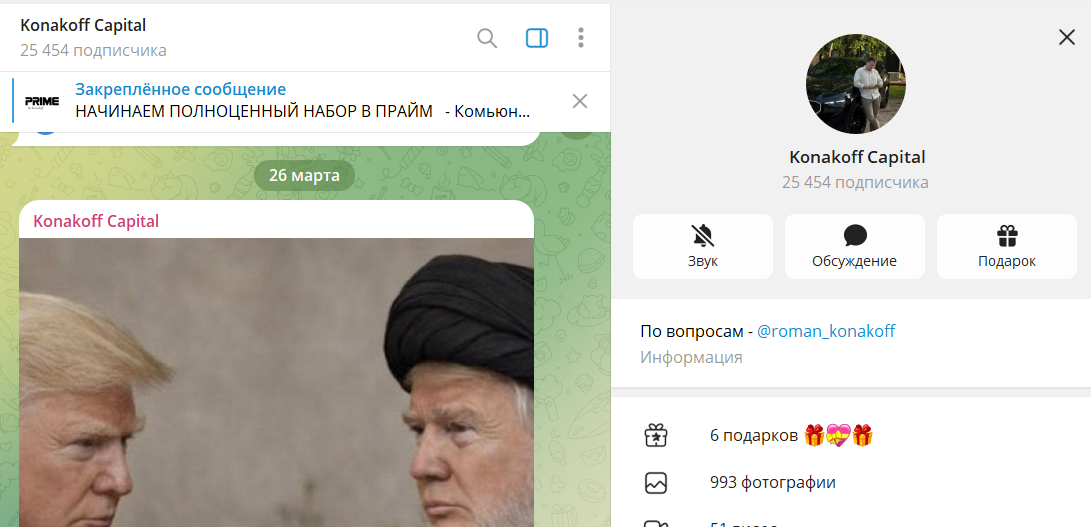 Обзор telegram канала Konakoff Capital с прогнозами