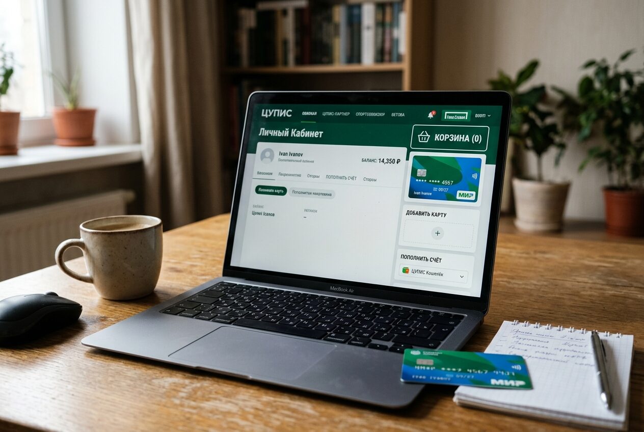 Изображение корзины рядом с картой в личном кабинете ЦУПИС