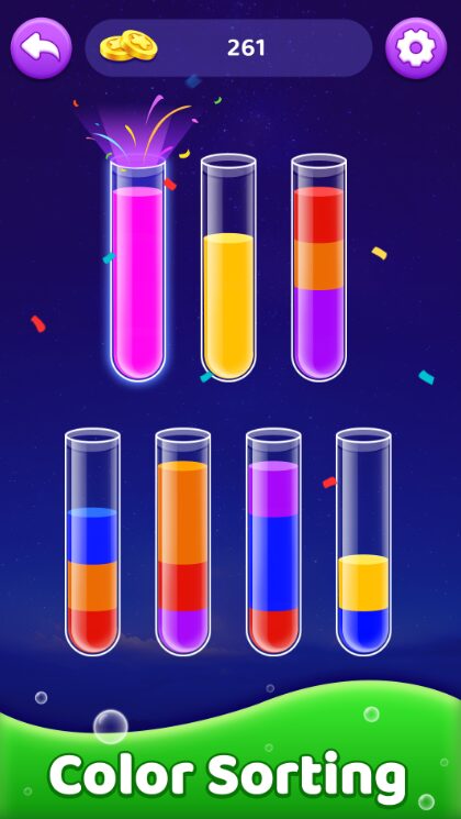 Игровой процесс в приложении Sort in Fluids