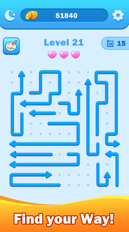 Процесс игры в приложении Arrow Escape: Puzzle Master