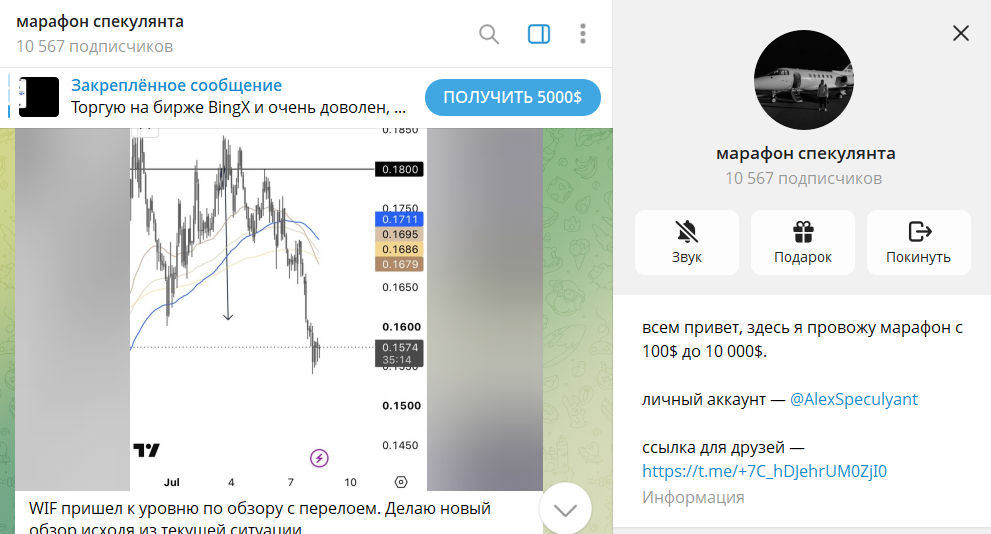 Вводные сведения по проекту в телеге Марафон спекулянта
