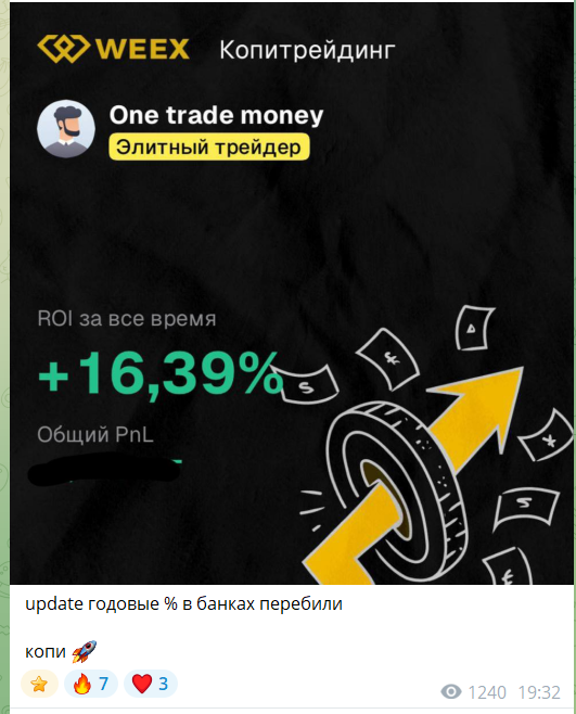 Отчеты на канале в телеграмме one trade money