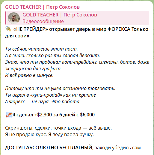 Приватная ВИП группа GOLD TEACHER Петр Соколов
