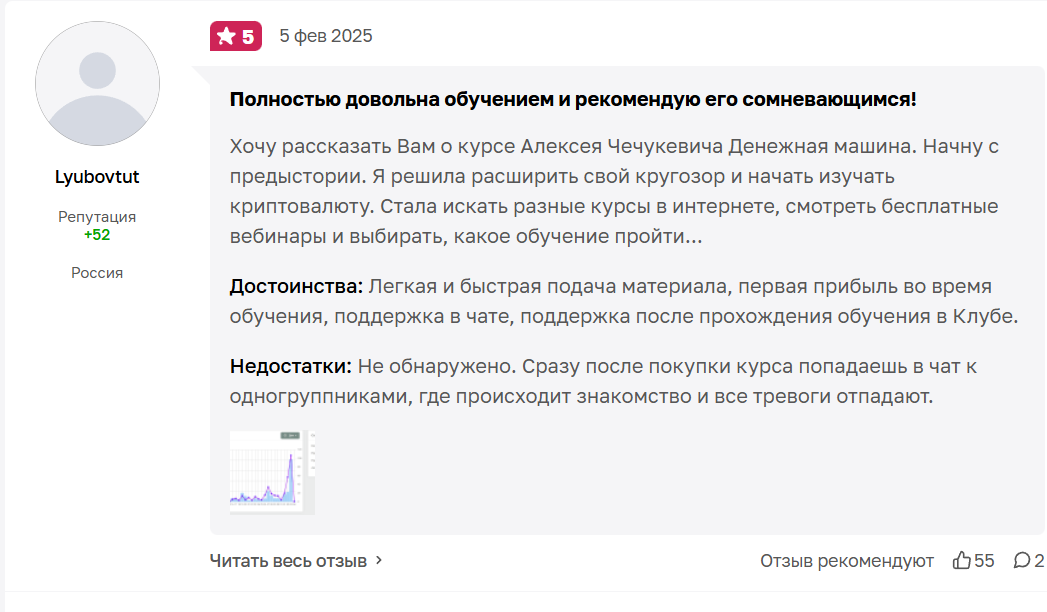 Хорошие отзывы о курсе Денежная Машина Алексея Чечукевича