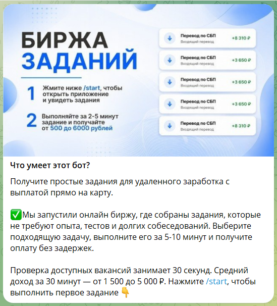 Описание телеграмм-бота Активный доход @moneydvorik_bot