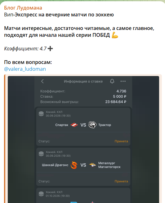 Платный экспресс на канале в телеграмме Блог Лудомана